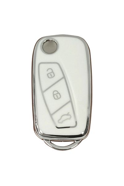 GMA KEYS Luxury Fiat Fiorino Linea Ducato Boxer Jumper Switchblade Nano Key Case White Silver Silver Color