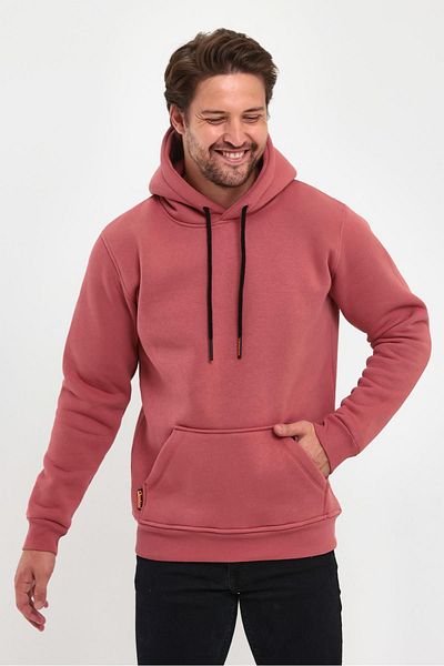 BayBayan Мъжки суитшърт Oversize - Джоб тип кенгуру, Памучен отвътре, Релеф