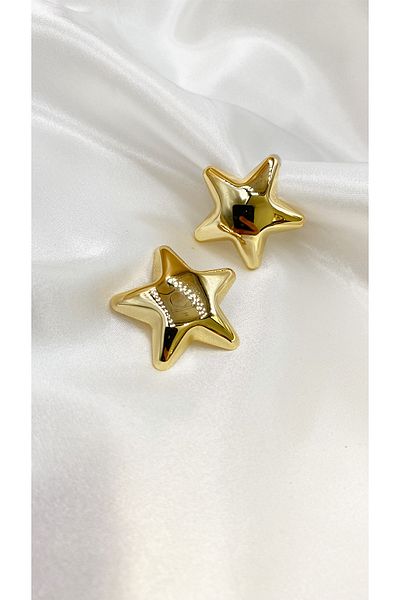 Eylülün Takısı Gold Colored Large Size Star Earrings - Women's Pinterest