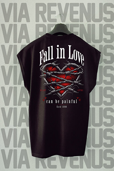 Vordevia Crna sportska majica - Fall in Love Back Štampano , bez rukava