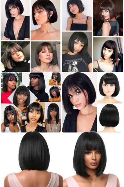 Utelips Yumuşak Doğal Görünümlü Küt Peruk Kısa Saç Tasarımı Düz Esnek Hastalar Ve Tarz Için Peruk Kostüm Şık