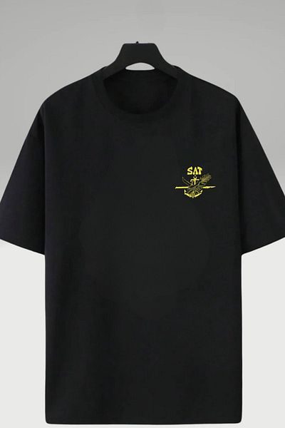 Massgai Sat Command Yellow Print Unisex Tricou supradimensionat 100% bumbac