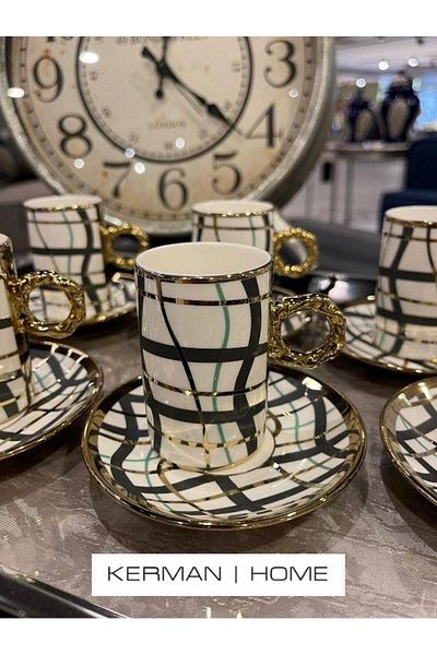 Sembol Purebone-222 Line Black Set of 6 Coffee Cups