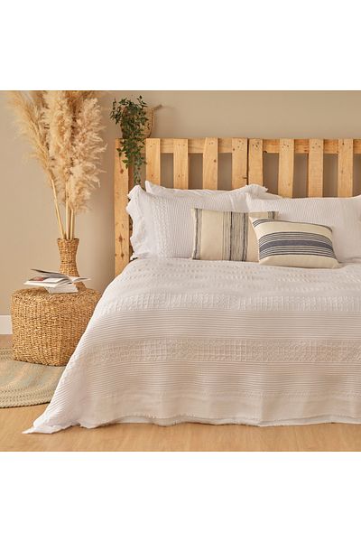 Bella Maison Marine 100% Cotton Single Bedspread Set White (180X260 cm)