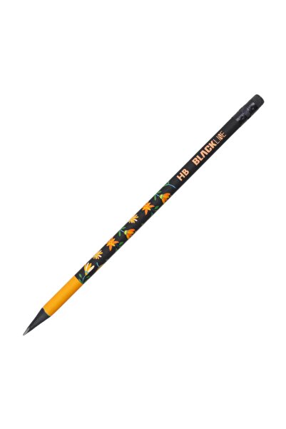 Adel Blackline 12 Pieces Floral Patterned Round HB Pencil with Eraser