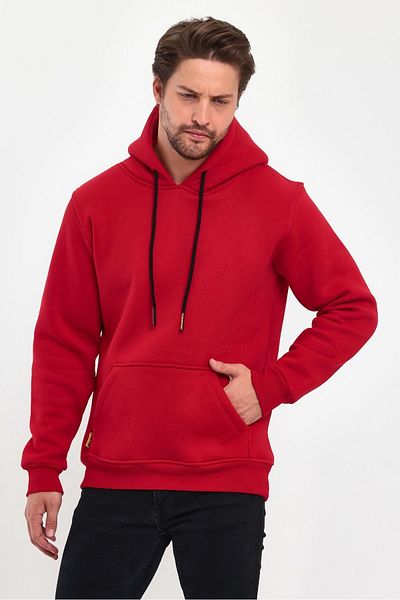 BayBayan Мъжки суитшърт Oversize - Джоб тип кенгуру, Памучен отвътре, Релеф
