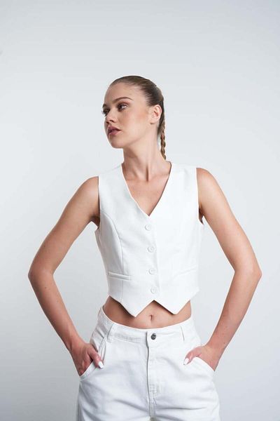citycenterfashion Women's Vest with Pocket Detail - Buttoned and Lined, cty-abr-9003