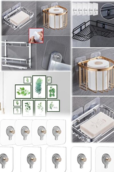 Küçük Burjuvazi 15 Adet Duvar Delmeden Zarar Vermeden Yapışkanlı Askılık Çivi...