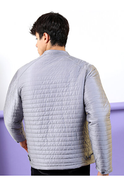 Highlander By Styli Solid High Neck Zip Up Puffer Jacket