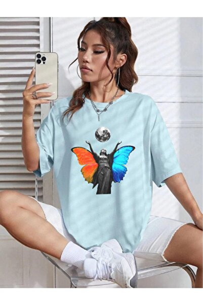 oneagılyazı Tricou oversize cu model Moon Moon Angel