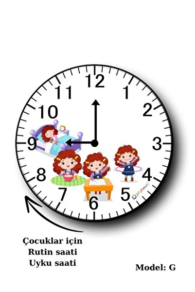Çocuk Günlük Rutin Alışkanlık Saati - Uyku Saati - Duvar Saati