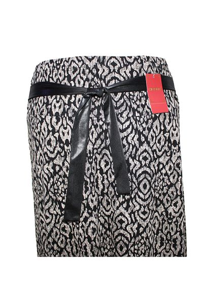 HESNA Leopard Patterned Black River Elastic Skirt