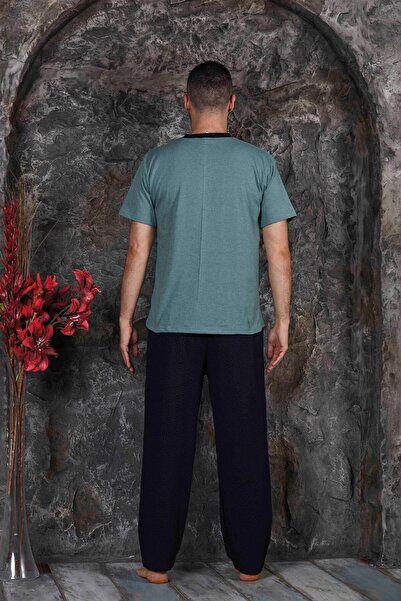 MİRELLA Ανδρικό πλεκτό βαμβακερό σετ καλοκαιρινής πιτζάμα - κοντό μανίκι και κομμάτι