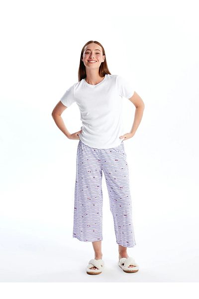 LC Waikiki LCW DREAM - Pantaloni de pijama Capri cu imprimeu pentru femei, cu talie elastică