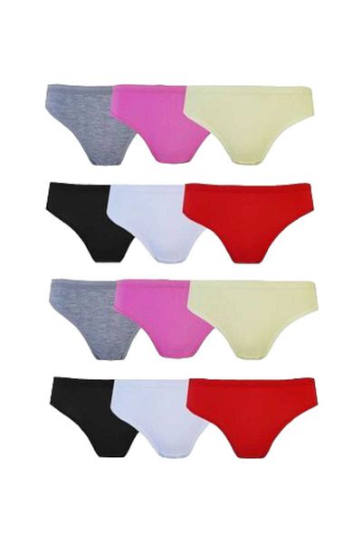Tutku Set de 12 bikini colorați din bumbac pentru femei - Chiloți Nevra