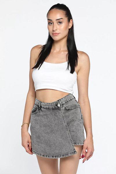 GÜLSELİ Ψηλόμεσο Anthracite Jean Jeans - Γυναικεία Σορτς Φούστα