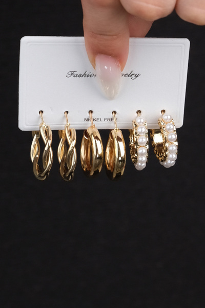 Jack Ferrero Kadın Çelik Renk Atmaz 6 Lı Küpe Modeli ( En Benzer Gönderilecek...