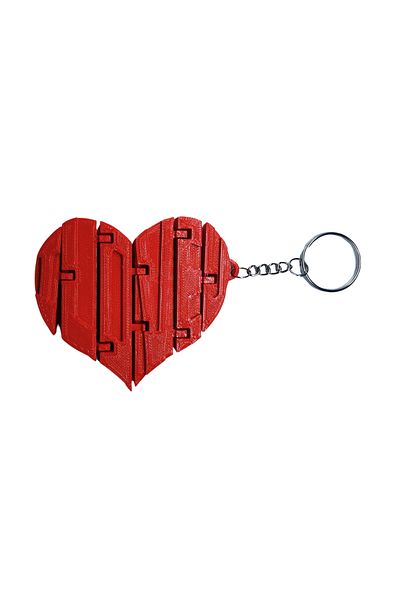 Tesseract Moving "Love" Heart Keychain