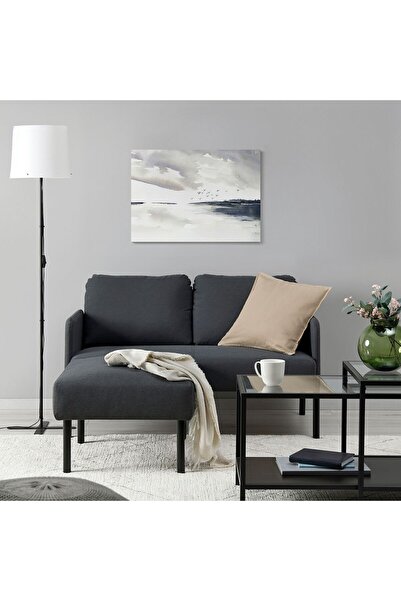 IKEA 2'li kanepe ve puf, knisa koyu gri