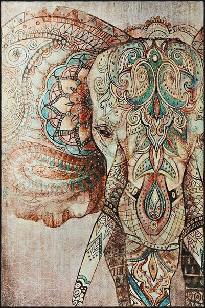 Rugs Modern Halı سجادة قاعدة منسوجة بنمط رسم الفيل وسجادة قابلة للغسل miravip...