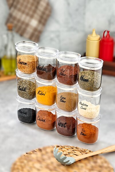 Northern Star 12 Pieces Premium Acrylic - Drop Spice Container Set 400 ML - w...