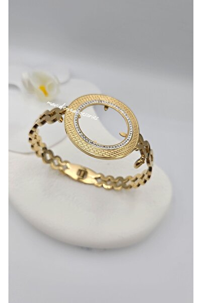 m mavi deniz accesories Çelik kelepçe bileklik çelik bileklik tam altın takıl...