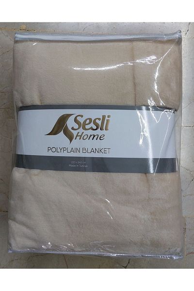 Sesli SOUNDY HOME POLYPLAIN BLANKET BATTAL SIZE SOLID COLOR BLANKET - CREAM