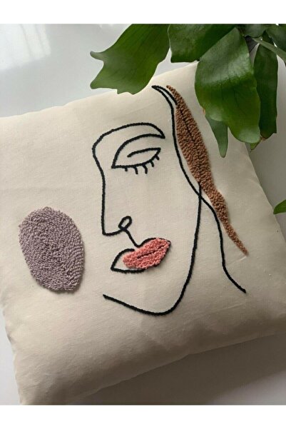 SAYMİNE وسادة رمي مطرزة (عباءة) وسادة هدية مصنوعة يدويًا غطاء وسادة مزخرف