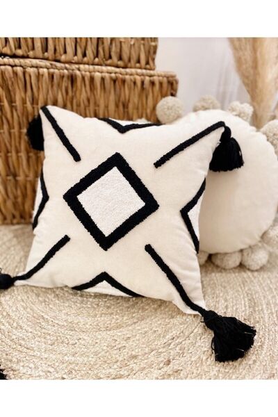 SAYMİNE وسادة رمي مطرزة (عباءة) هدية مزخرفة مصنوعة يدويًا غطاء وسادة مزخرف