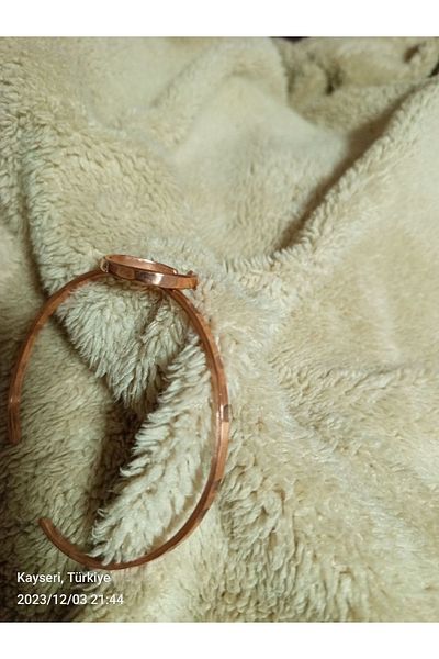COPPERMS Women's Copper Forged Thin Ring And Bracelet Handmade Mini Set