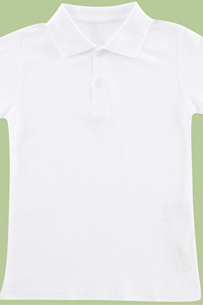 TRENDYOLKIDS Weißes Unisex-Strick-T-Shirt mit Polokragen – 100 % Baumwolle, kurze Ärmel, normale Passform TKDSS24TS00022