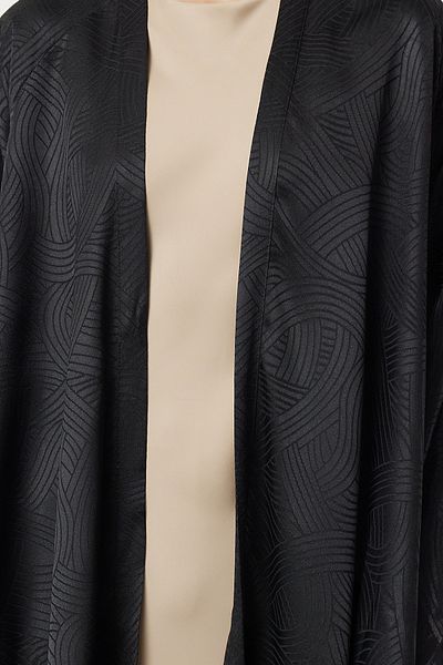 Trendyol Modest Vzorovaná černá tkaná čepice - Ferace/Abaya TCTSS24KF00045