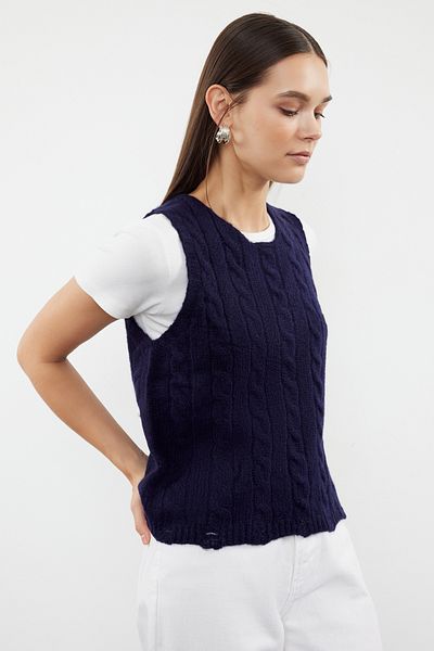 Trendyol Collection Sötétkék kötött részletes puha kötöttáru pulóverek - TWOAW25SV00009
