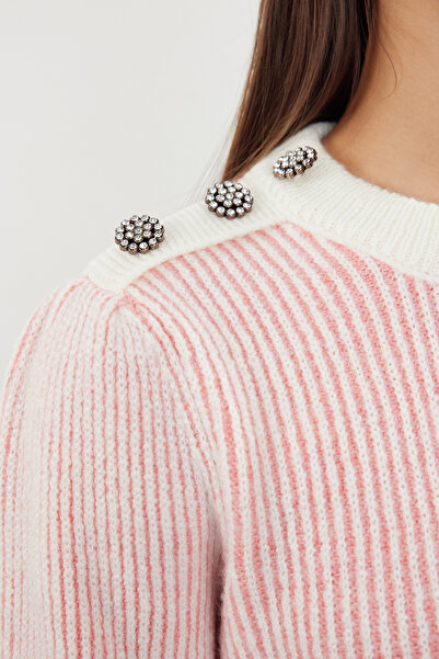 Trendyol Collection Soft Textured Powder Knitwear Sweater - Button Detail TWOAW25KZ00122