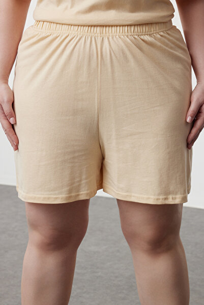 Trendyol Curve Teddy Bear nyomott világossárga kötött pizsama szett - TBBSS24AI00025