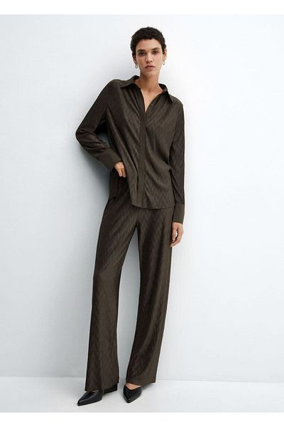 MANGO Woman Wide Leg Woven Trousers