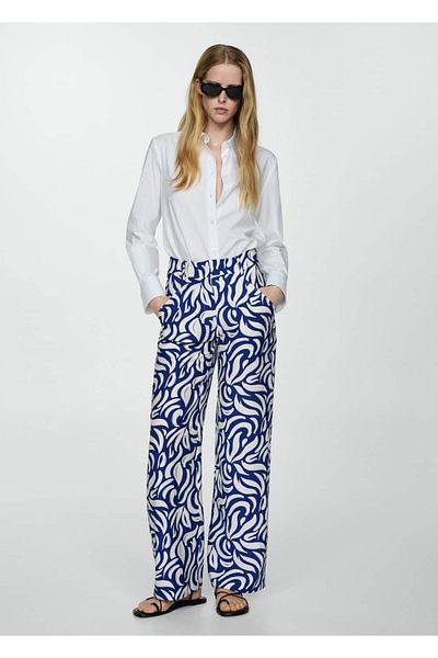 MANGO Woman Pantaloni wideleg cu imprimeu cu dresuri