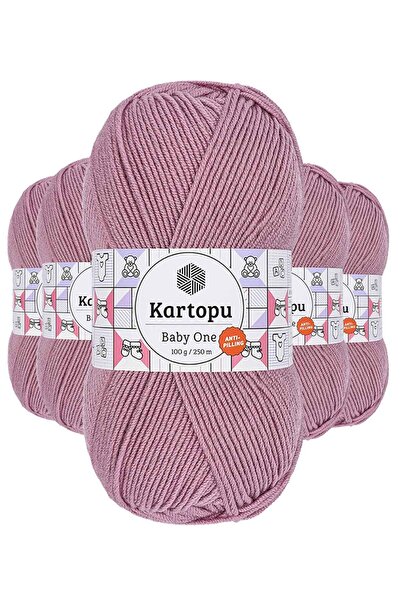 Kartopu 5 Adet Baby One Tüylenmeyen El Örgü İpi Yünü Gül Kurusu K1763