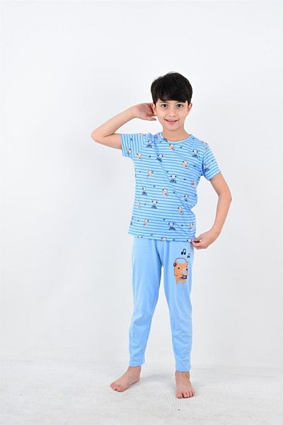 vitmo Set pijama cu mânecă scurtă pentru baieti Note Blue
