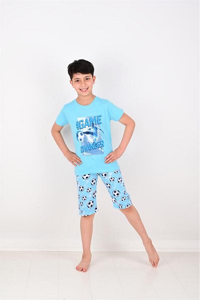 vitmo Set pijama cu mânecă scurtă pentru baieti, albastru schimbator de joc