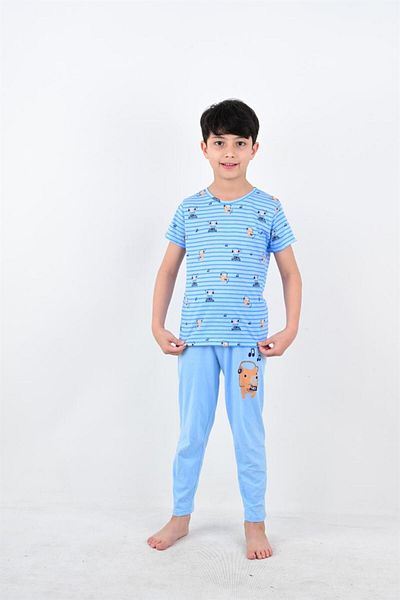vitmo Set pijama cu mânecă scurtă pentru baieti Note Blue