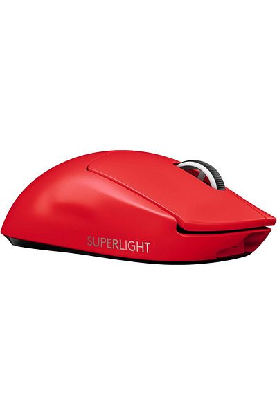 logitech G PRO X SUPERLIGHT - ماوس ألعاب لاسلكي أحمر، مستشعر HERO 25K، 25.600 نقطة لكل بوصة