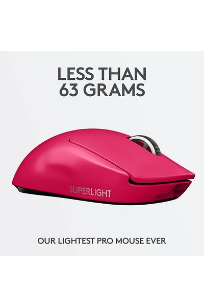logitech G PRO SUPERLIGHT Wireless Gaming Mouse, , 25,600 DPI, 5 Programmable Buttons -Magenta