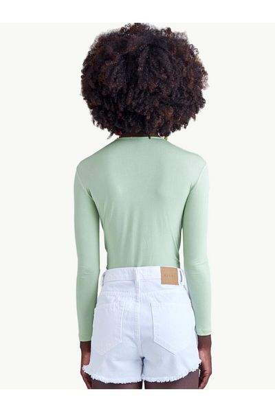 RİVUS Long Sleeve Ikonik Body with Twisted Front and Snaps at the Bottom - Green