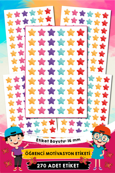 Etkinlikdenizi Renkli Yıldızlar Etiketi 5X(54 ADET)