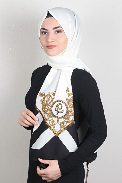 Cardion Medine Desenli Şal 1819-14 Ekru-siyah