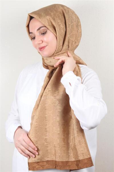 PİRAMİT İpeksi Monogram Şal 2753-14 Karamel