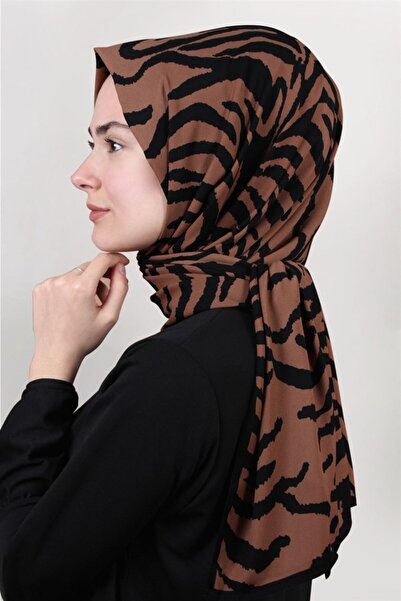 Cardion Medine Desenli Şal 1840-52 Zebra Siyah-şeftali