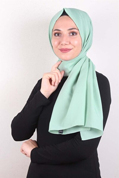 PİRAMİT Şifon Şal Düz Renk 1293-108 Su Yeşili