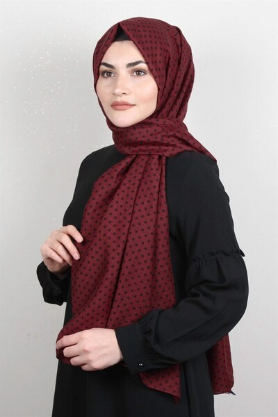 Eflatun Puantiye Coton Şal 1948-6 Kırmızı